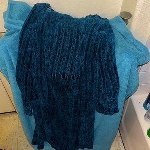 Blue teal open front sweater